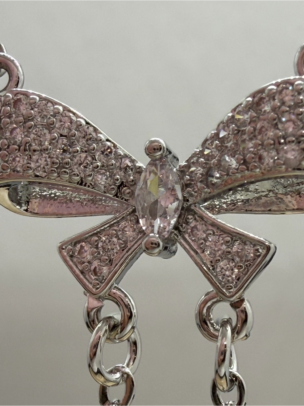 Delicate Pink Bow Pendant Necklace - Women Jewelry